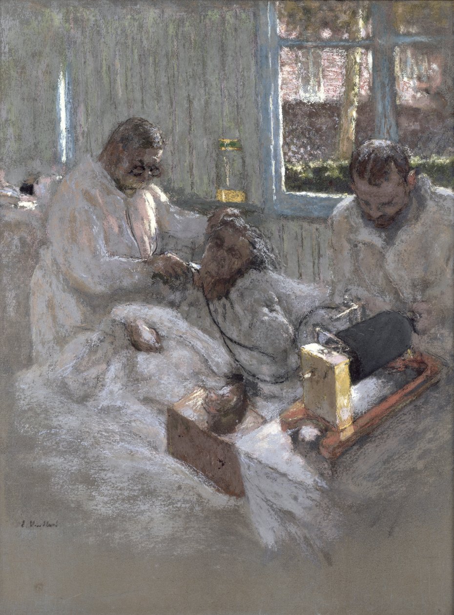 Kardiologen Henri Vaquez (1860-1936) och hans assistent, doktor Parvu, vid la Pitie, ca 1918-21 (pastellfärgad på papper) av Edouard Vuillard