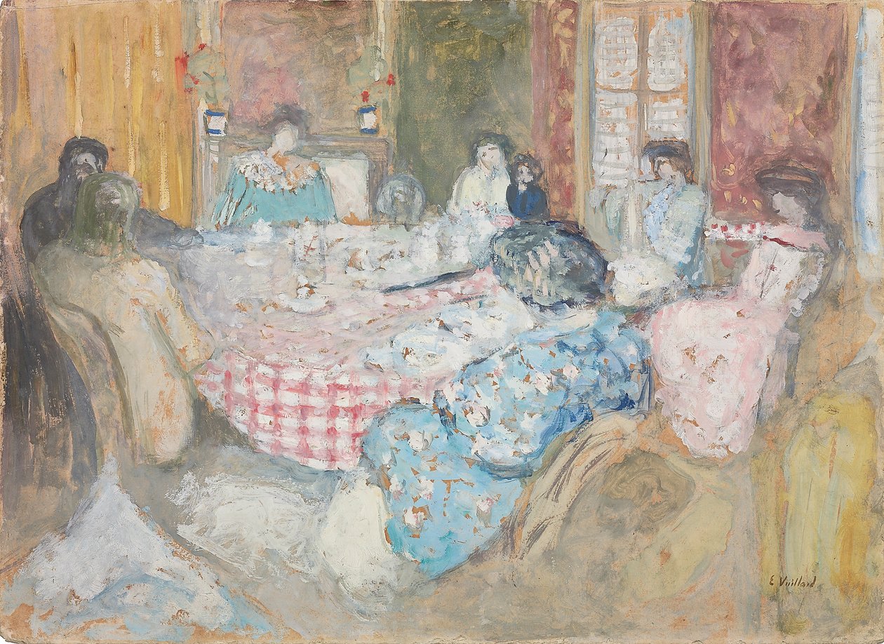 Den rutiga duken; La nappe a carreaux, 1910 av Edouard Vuillard