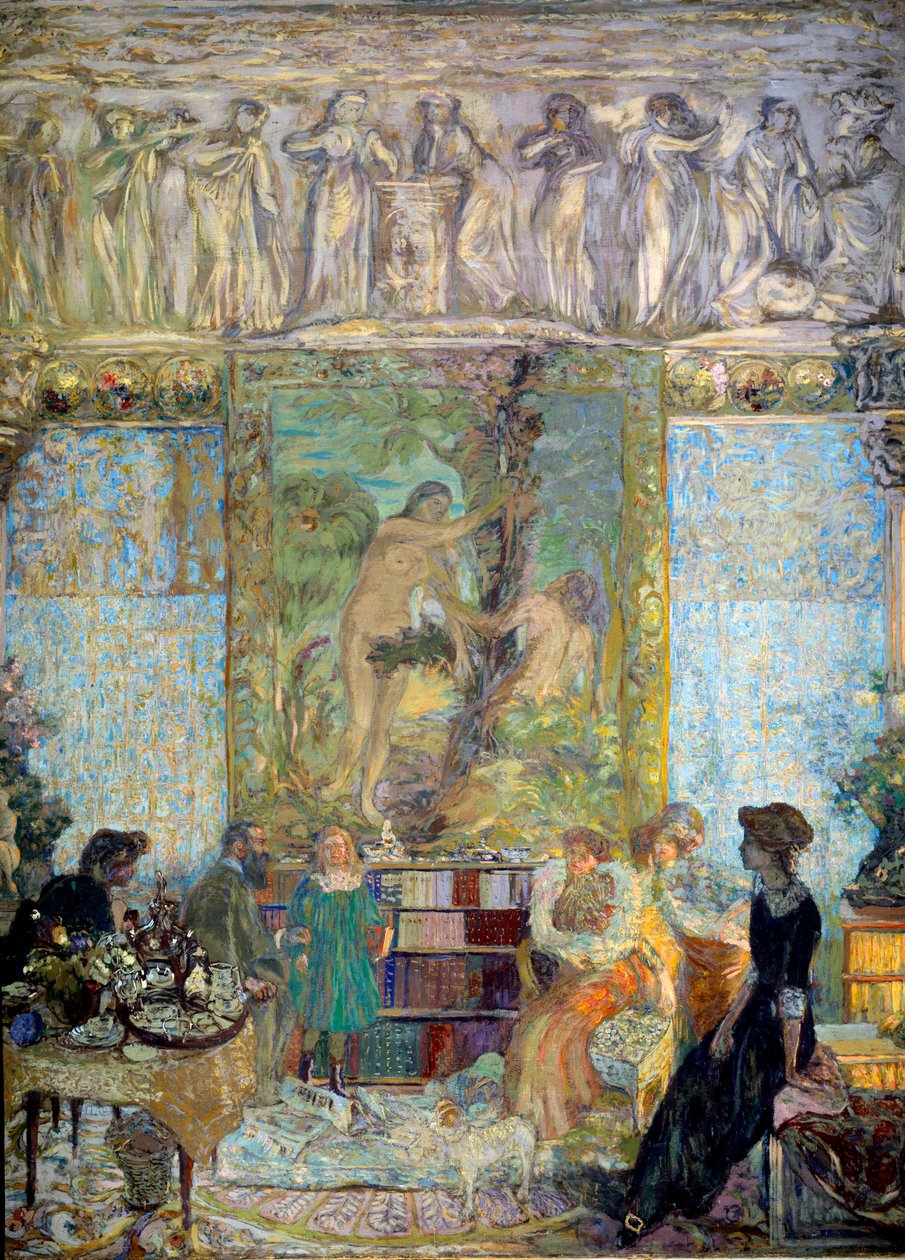 Biblioteket I förgrunden, Marguerite Caetani, prinsessan av Bassiano av Edouard Vuillard