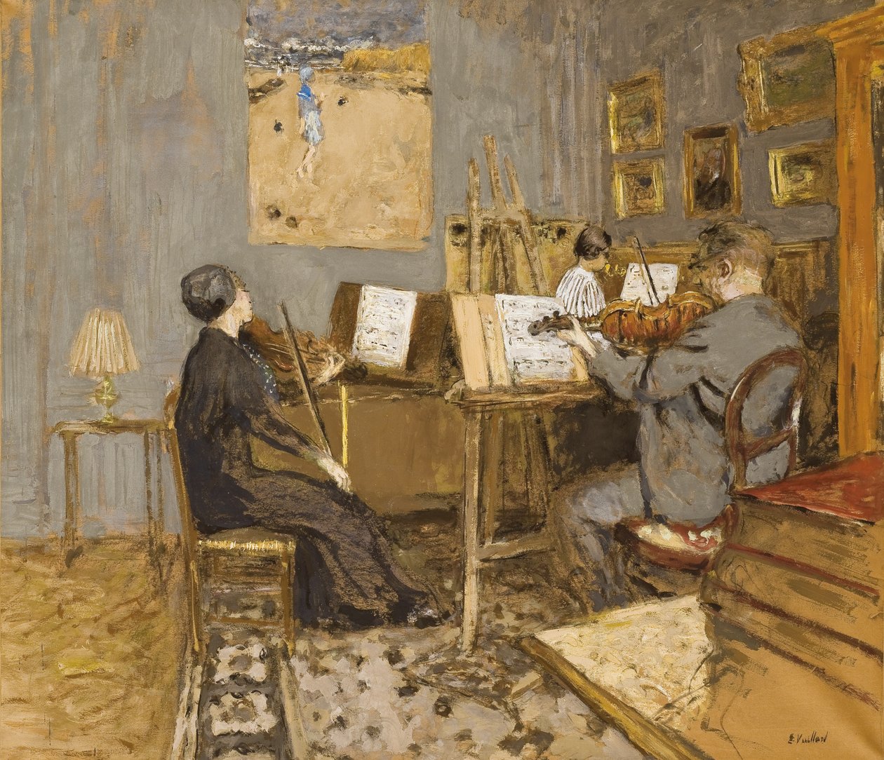 Morgonkonserten, Place Ventimiglia; Morgonkonserten, plats Ventimiglia, 1937-1938 av Edouard Vuillard