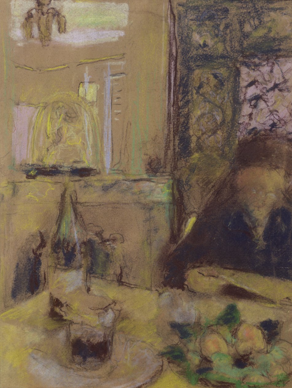 Konstnärens mor läser (pastell) av Edouard Vuillard
