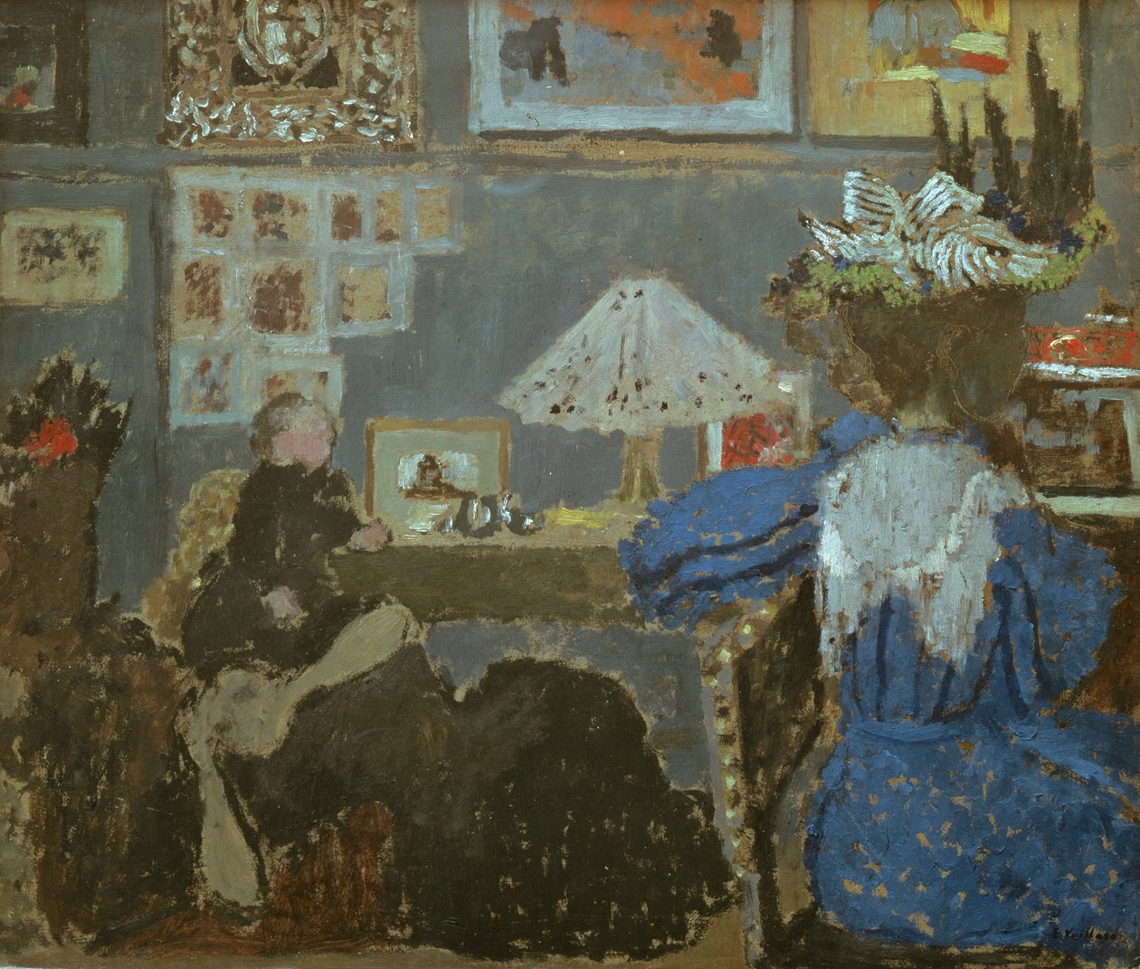 Kvinnan i blått, 1890 (olja på kort) av Edouard Vuillard