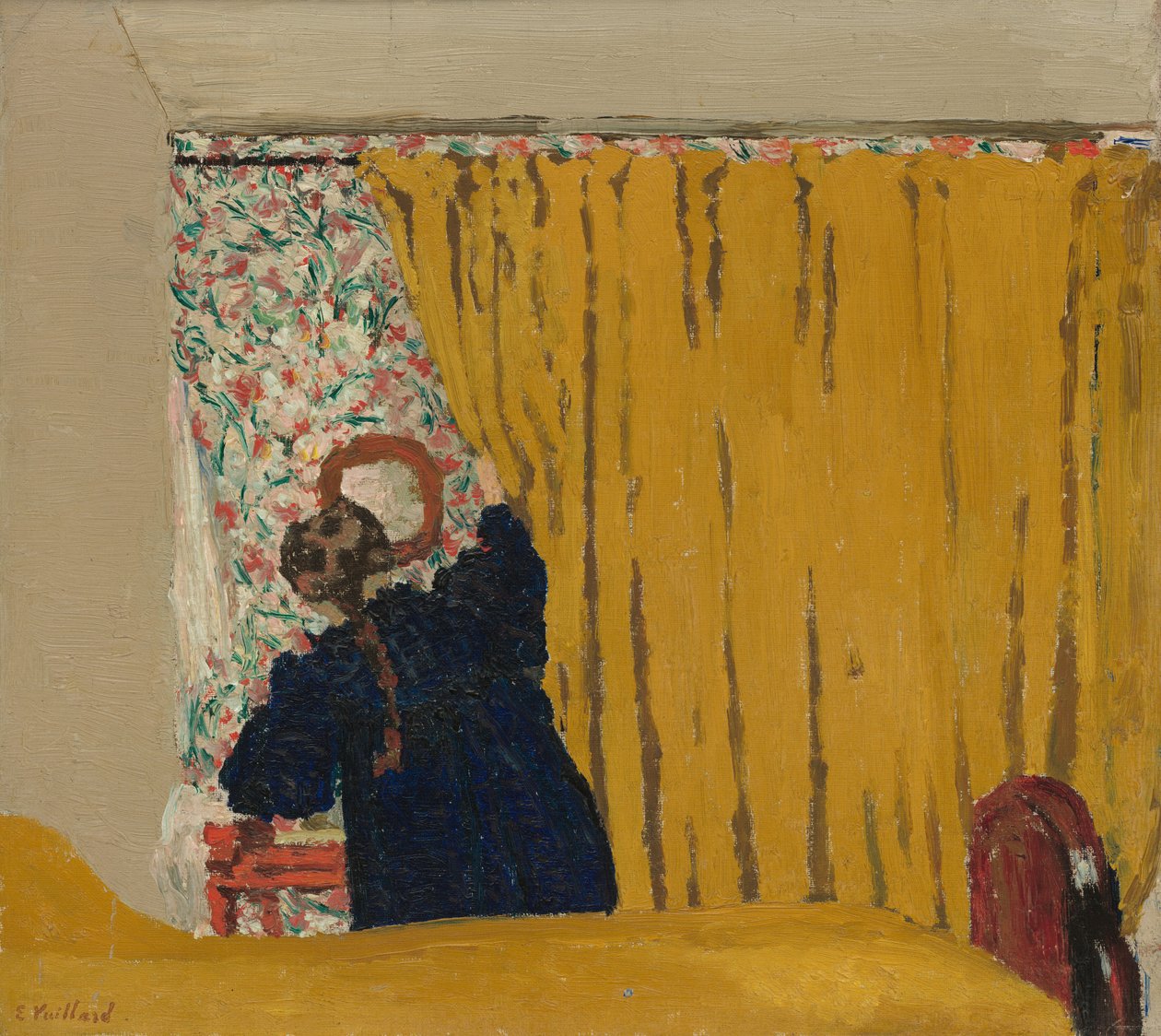 Den gula ridån, ca. 1893. av Edouard Vuillard