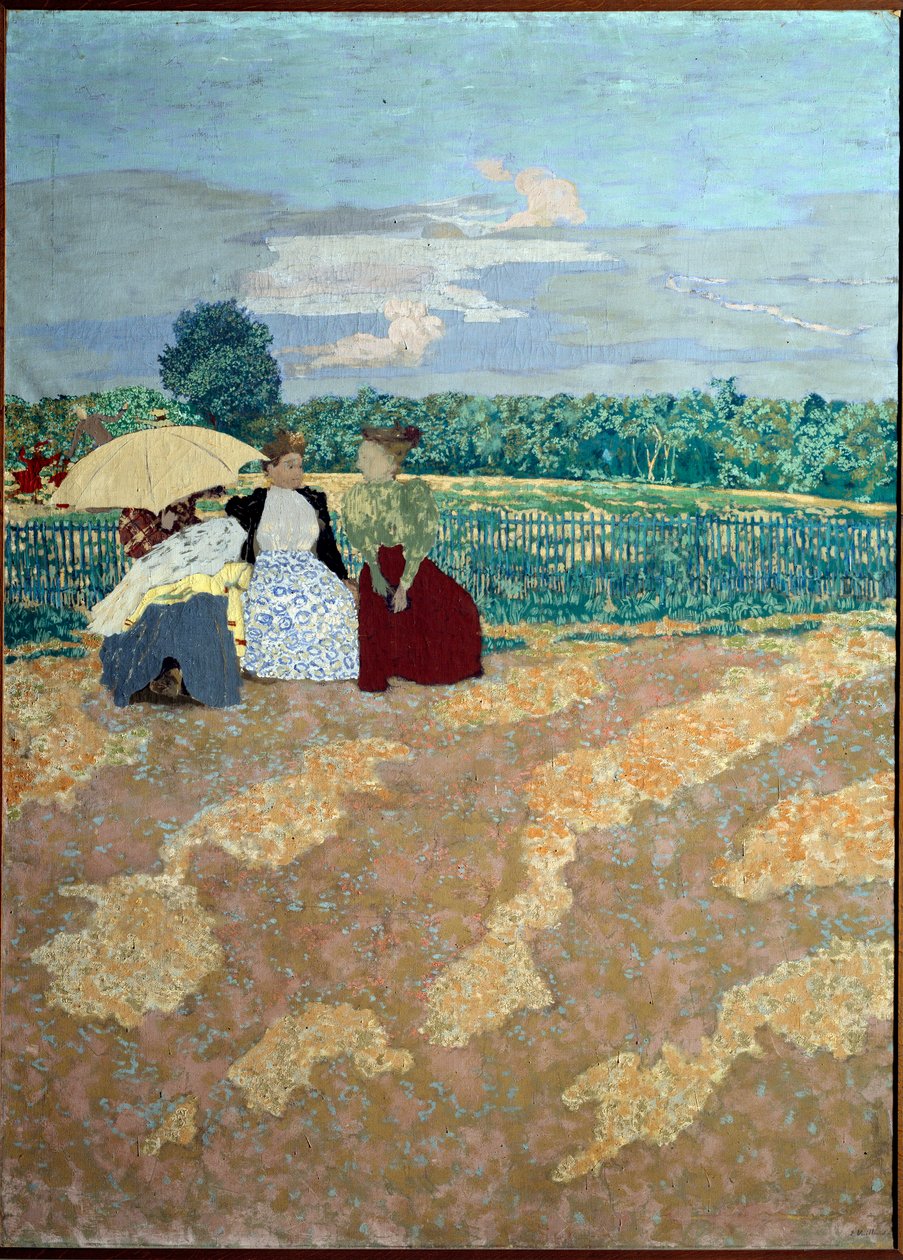 De offentliga trädgårdarna: Samtalet (i mitten) (detalj av triptyken) av Edouard Vuillard