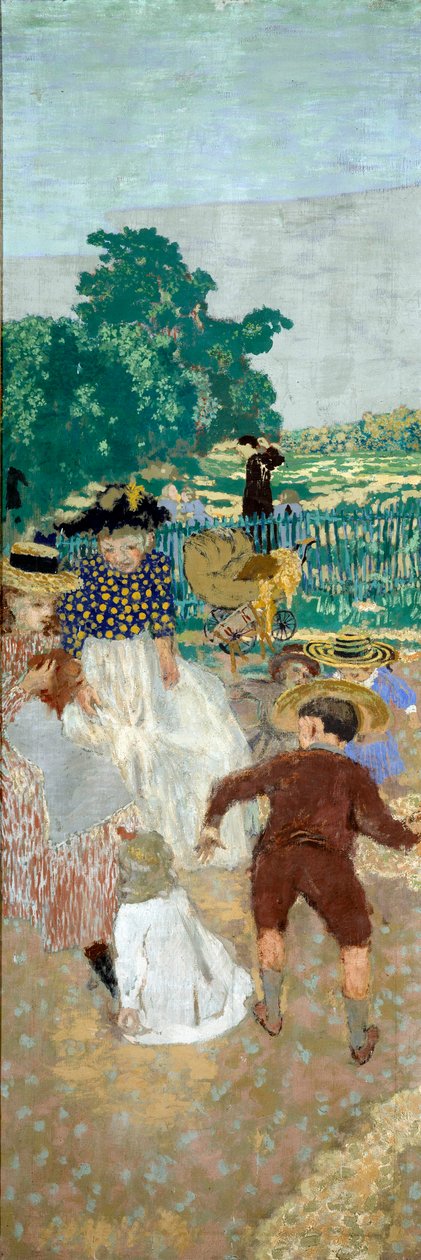 De offentliga trädgårdarna: Sjuksköterskorna (till vänster) (detalj av triptyken) av Edouard Vuillard