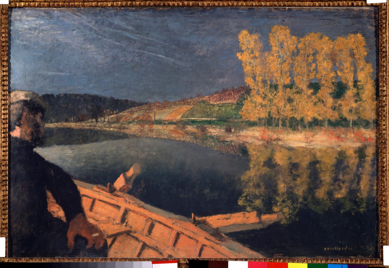 Smugglaren. Cipa (Xavier Cyprien) Godebski (1874-1937) vid floden Yonne av Edouard Vuillard