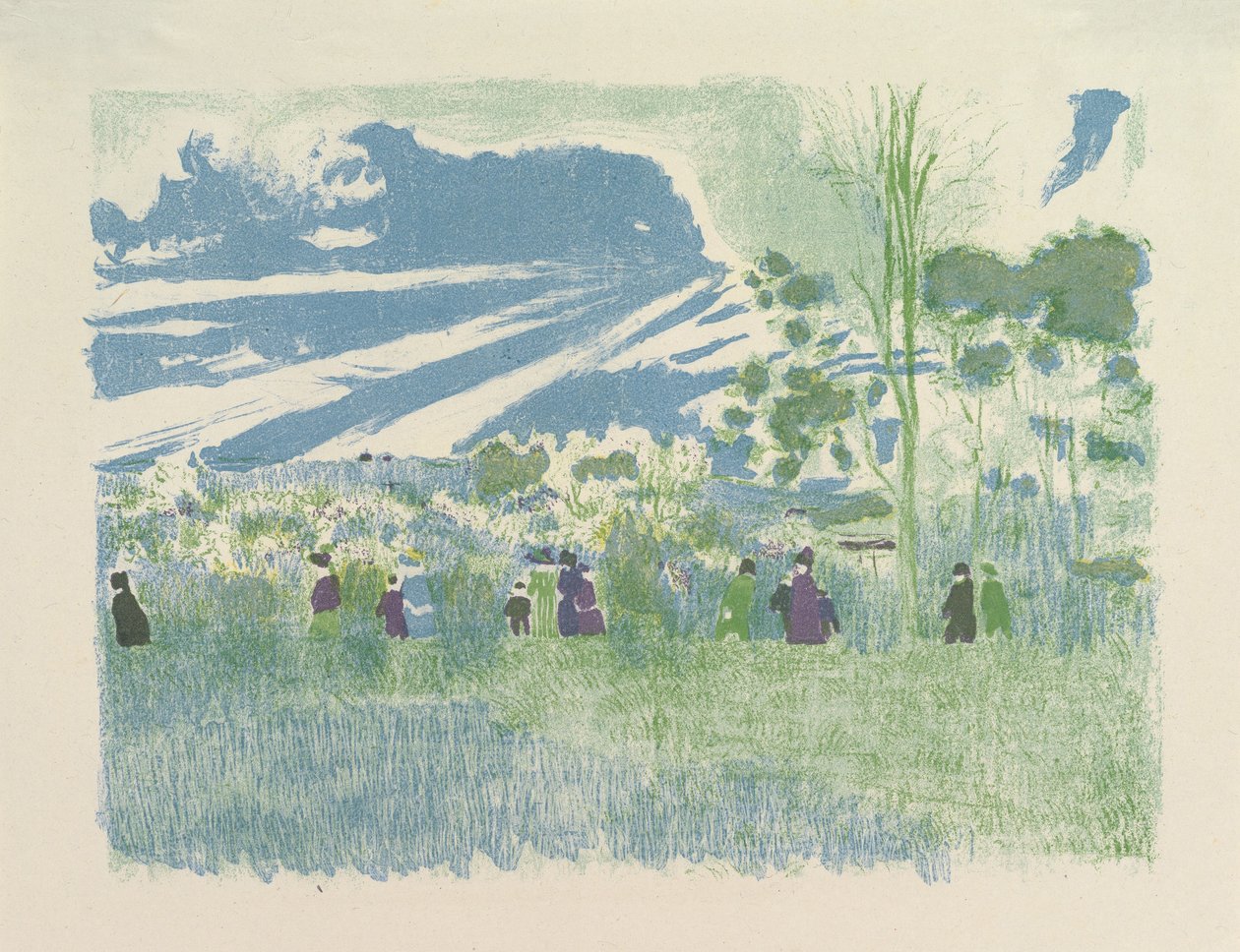 À Travers Champs (Across the Fields), från serien Landscapes and Interiors av Edouard Vuillard