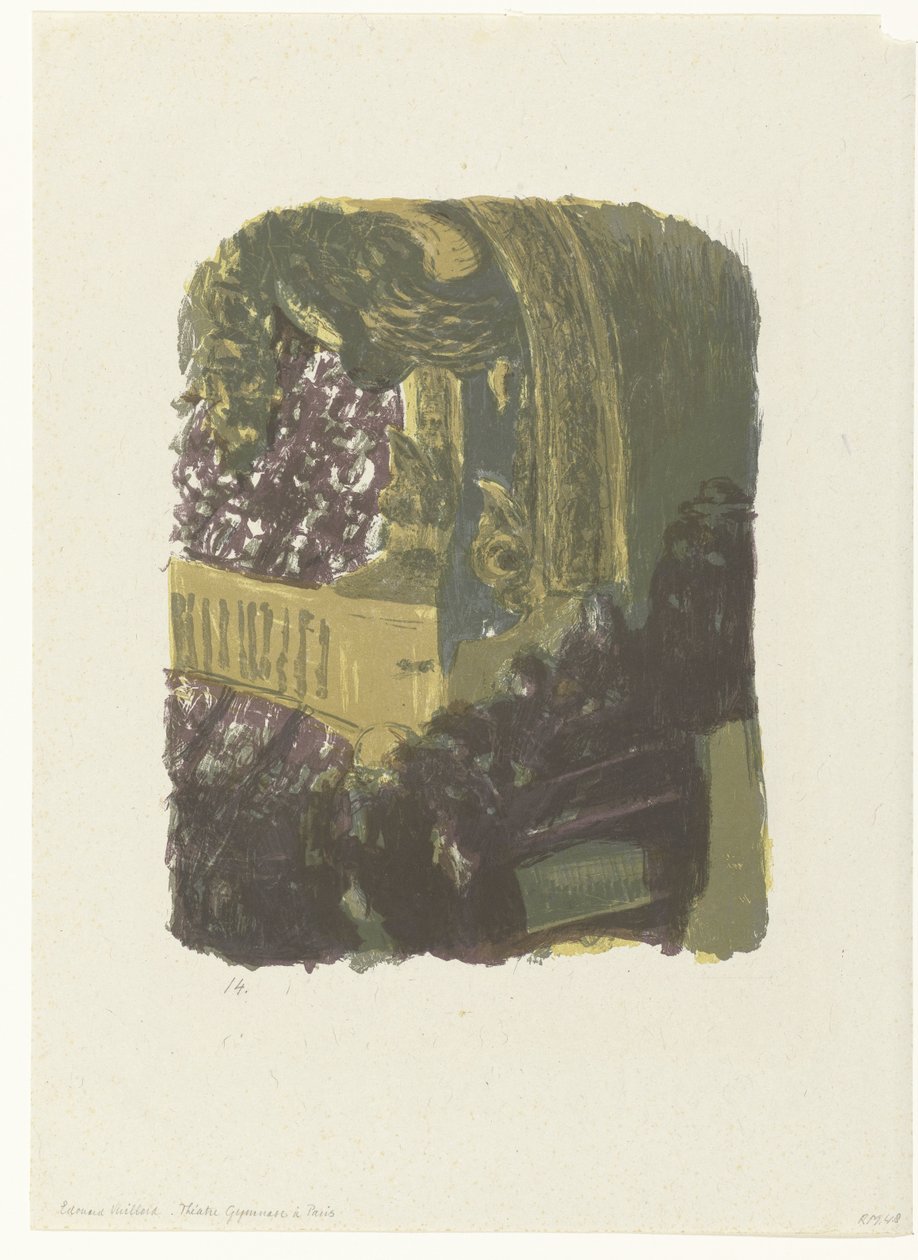 Tribune och balkonger med publik i Théâtre Gymnase i Paris Une Galerie au Gymnase av Edouard Vuillard