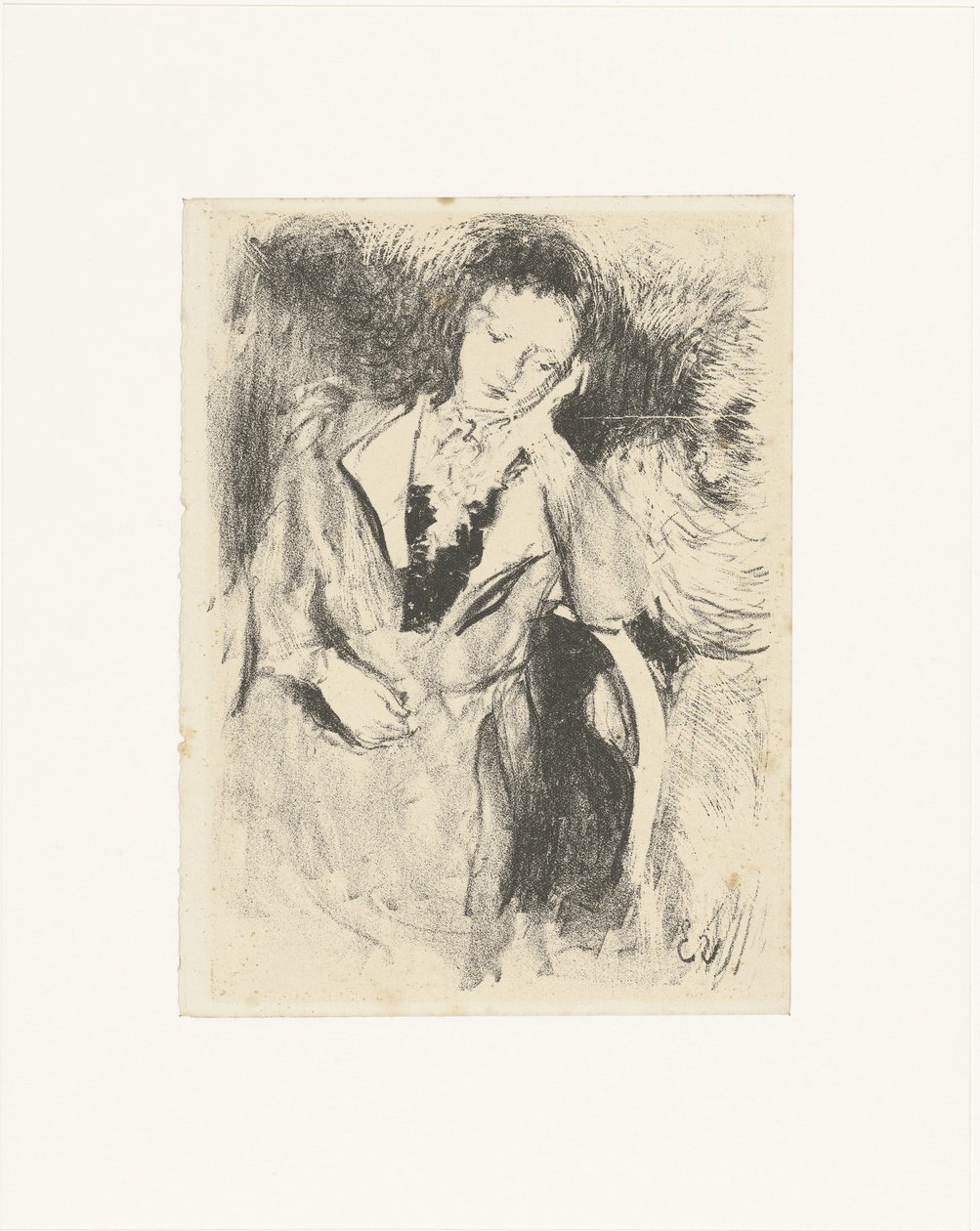 Kvinna som sitter på en stol Jeune femme acoudée av Edouard Vuillard