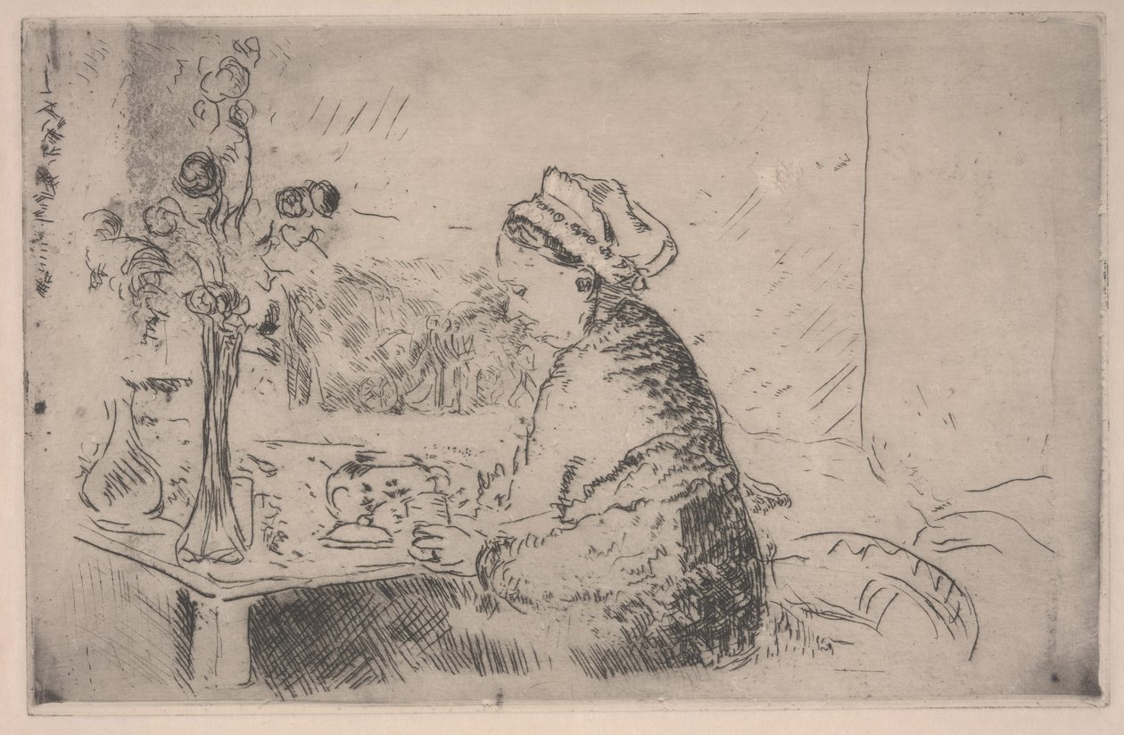 Kvinna med en bukett, ca 1924 (etsning) av Edouard Vuillard