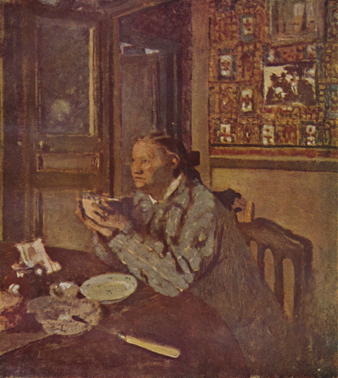 Kvinna med en skål Omkring 1897, c1897, 1946 av Edouard Vuillard