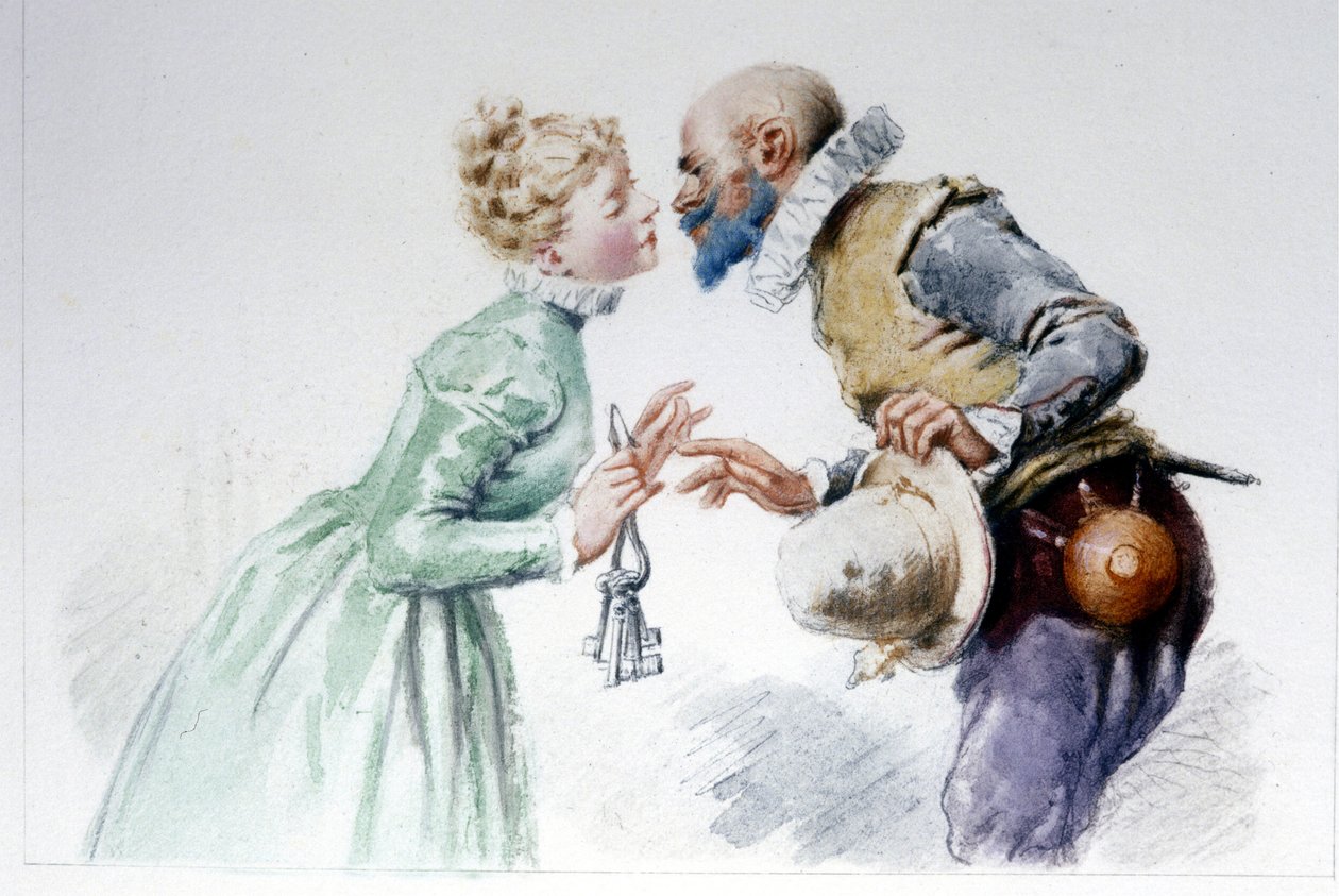 Blått skägg och hans sju fruar, illustration av Edouard de Beaumont av Edouard de (after) Beaumont
