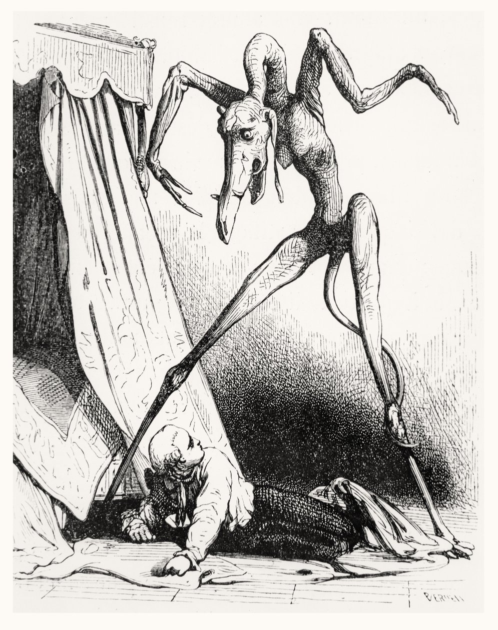 Illustration för The Devil in Love, 1845 av Edouard de Beaumont