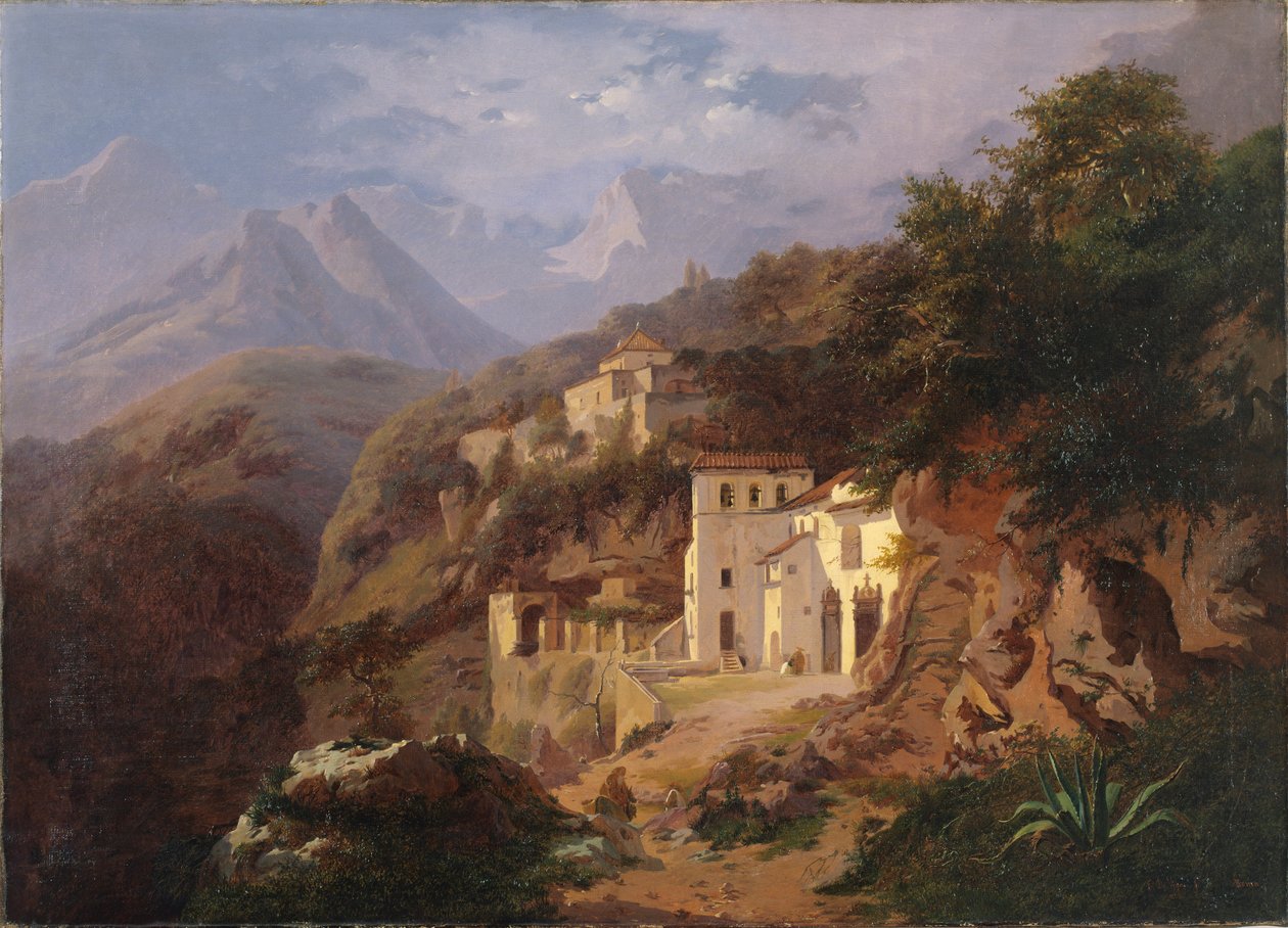 Kapucinerklostret i Cava (Salerno) 1838 (olja på duk) av Edouard de Vigne