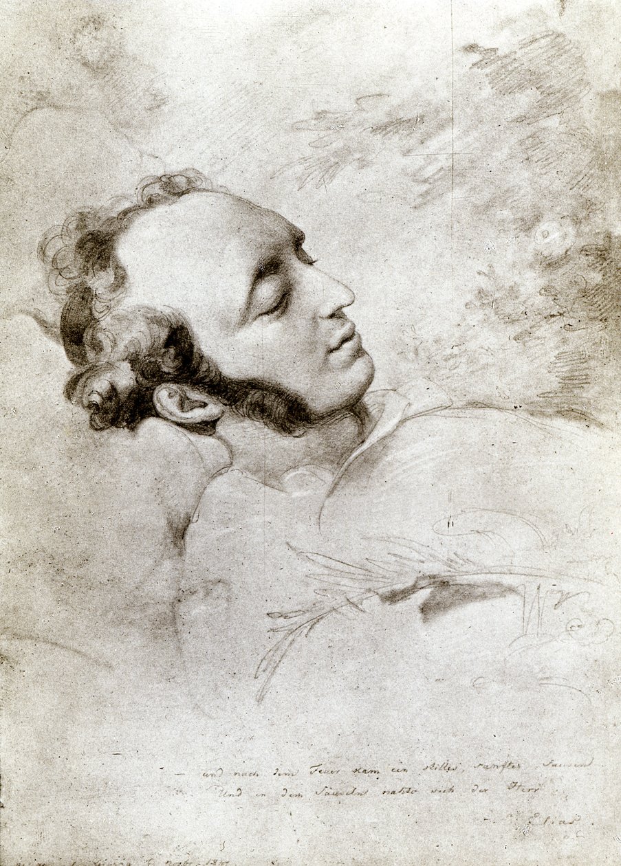 Felix Mendelssohn (1809-47) på sin dödsbädd, ca 1847 av Eduard Bendemann