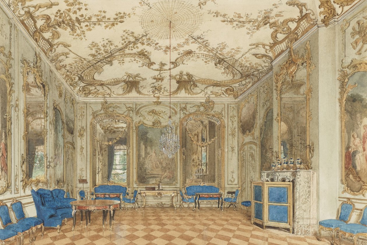 Konsertrum i Sanssouci -palatset, Potsdam, Tyskland av Eduard Gaertner