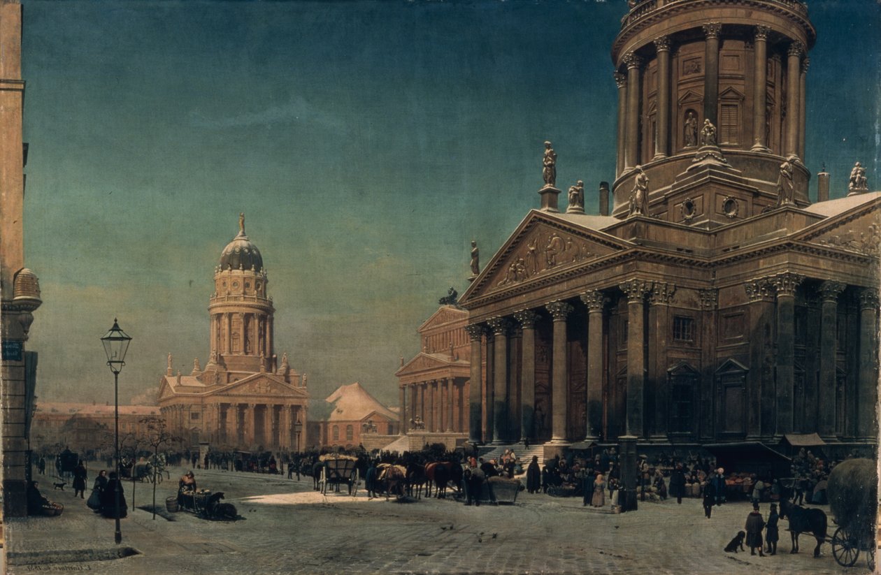 Gendarmenmarkt på vintern, 1857 av Johann Philipp Eduard Gartner