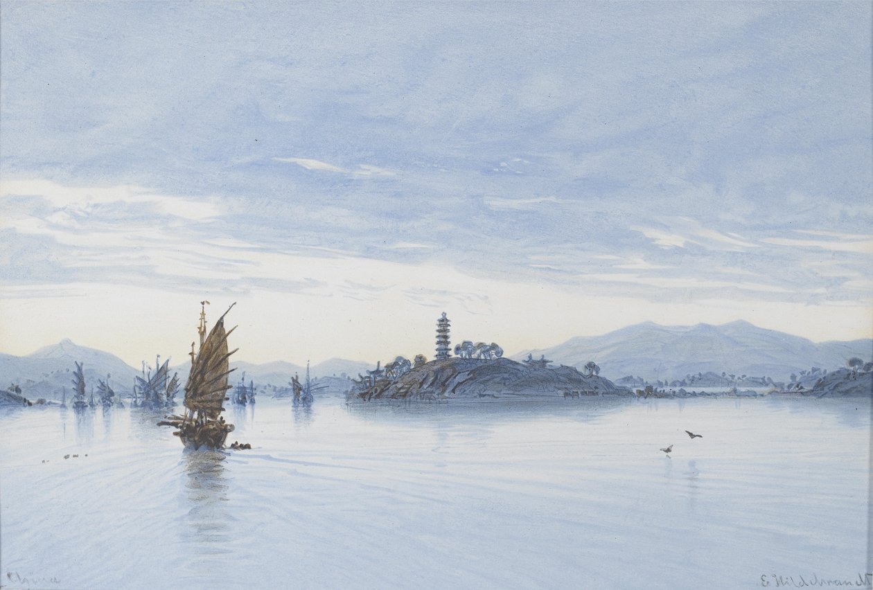 Utsikt över Pearl River, Macao av Eduard Hildebrandt