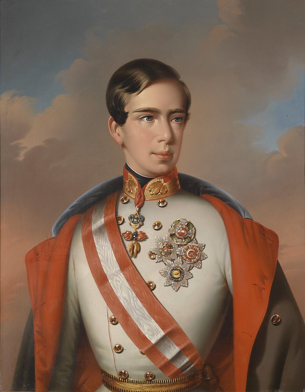 Kaiser Franz Joseph I. von Österreich in Feldmarschallsuniform mit Ordensschmuck av Eduard Klieber