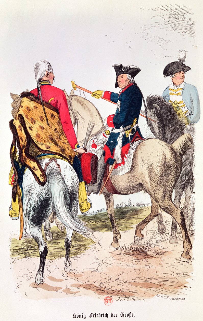 Fredrik II (1712-86) den store, illustration från "Frederic de Prusse" av E. Lange av Eduard Kretzschmar