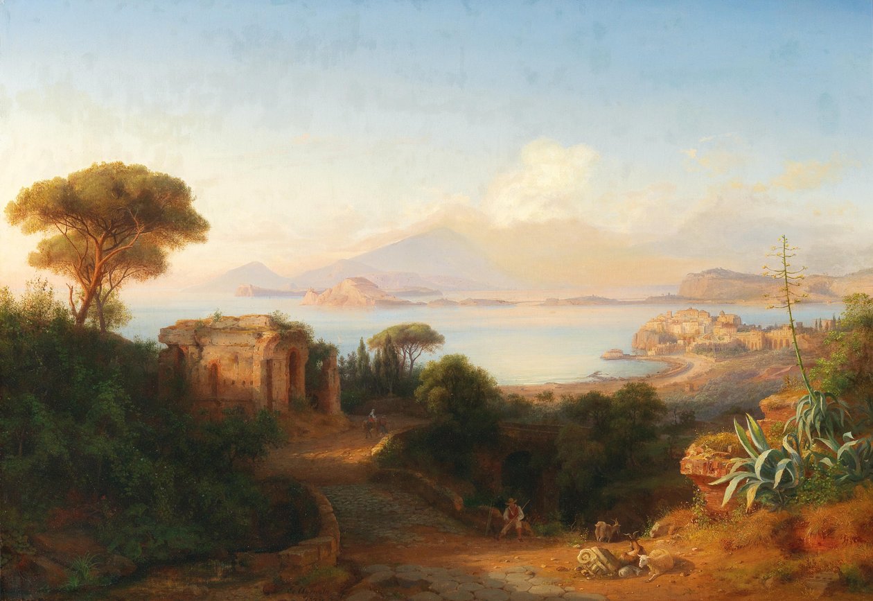 Utsikt från ön Procida i Neapelbukten av Eduard Agricola