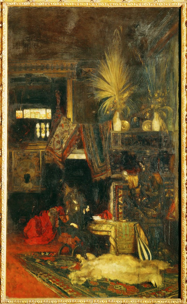Målaren Hans Makart i sin ateljé ... (målning på duk) av Eduard Charlemont