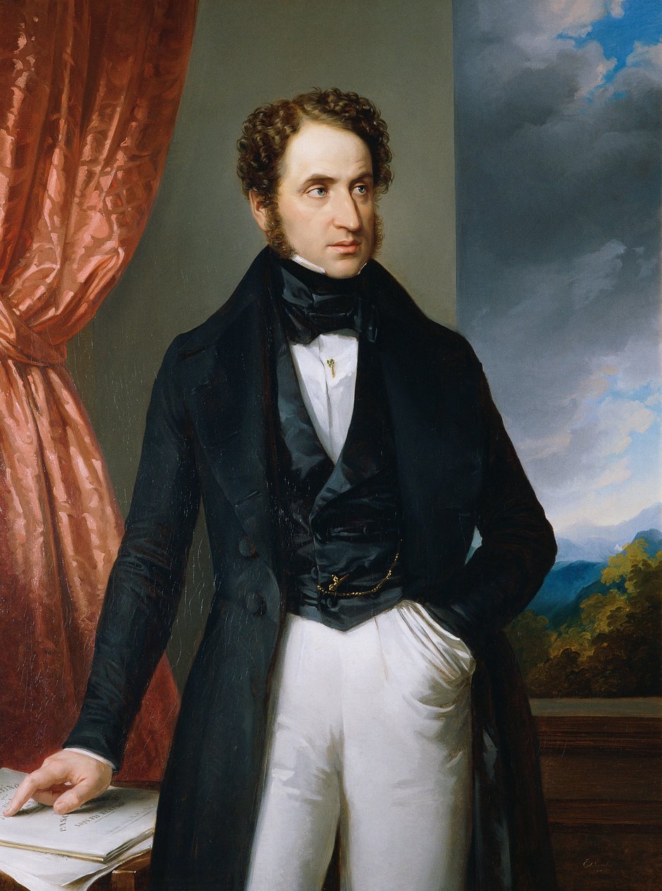 Porträtt av violinisten och kompositören Josef Benesch 1795-1873, 1840. av Eduard Ender