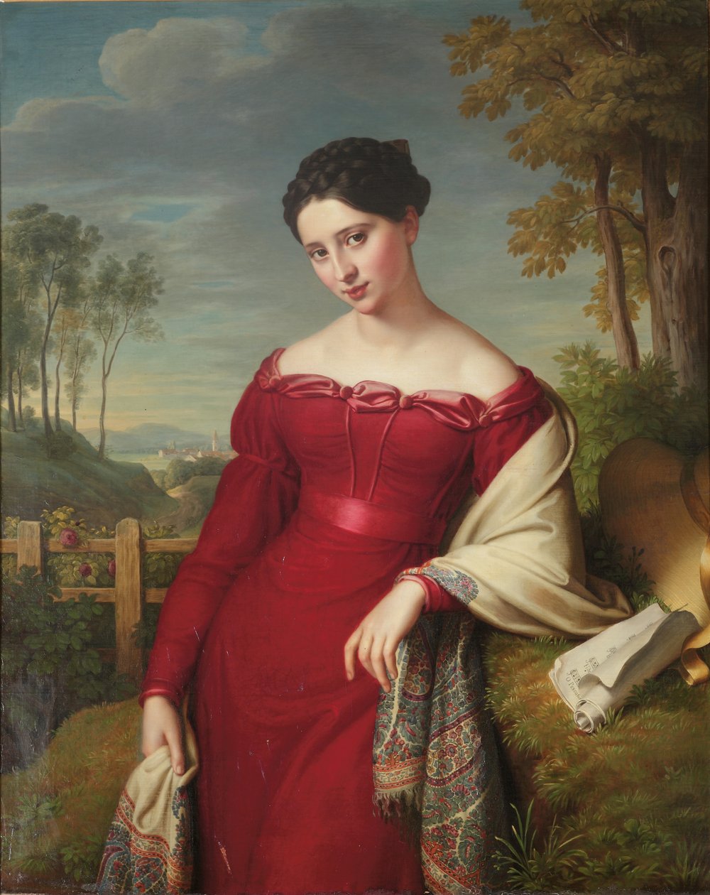 Porträtt av en ung elegant dam av Eduard Friedrich Leybold