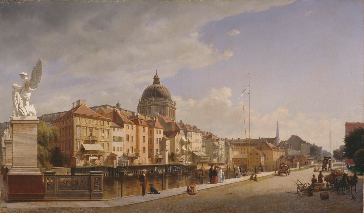 Vy över husens baksidor vid Schlossfreiheit av Eduard Gaertner
