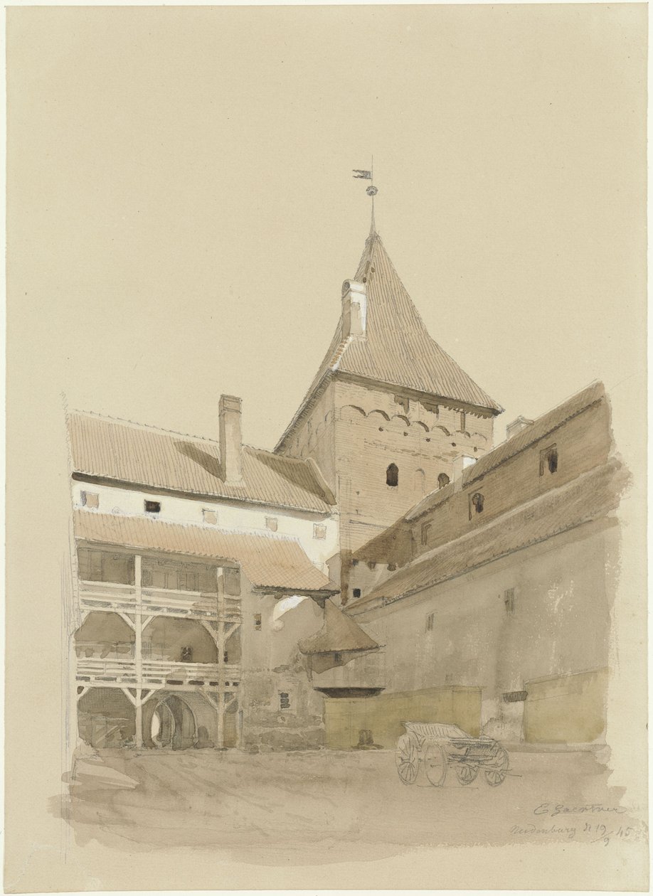 Gården vid Neidenburgs slott av Eduard Gaertner