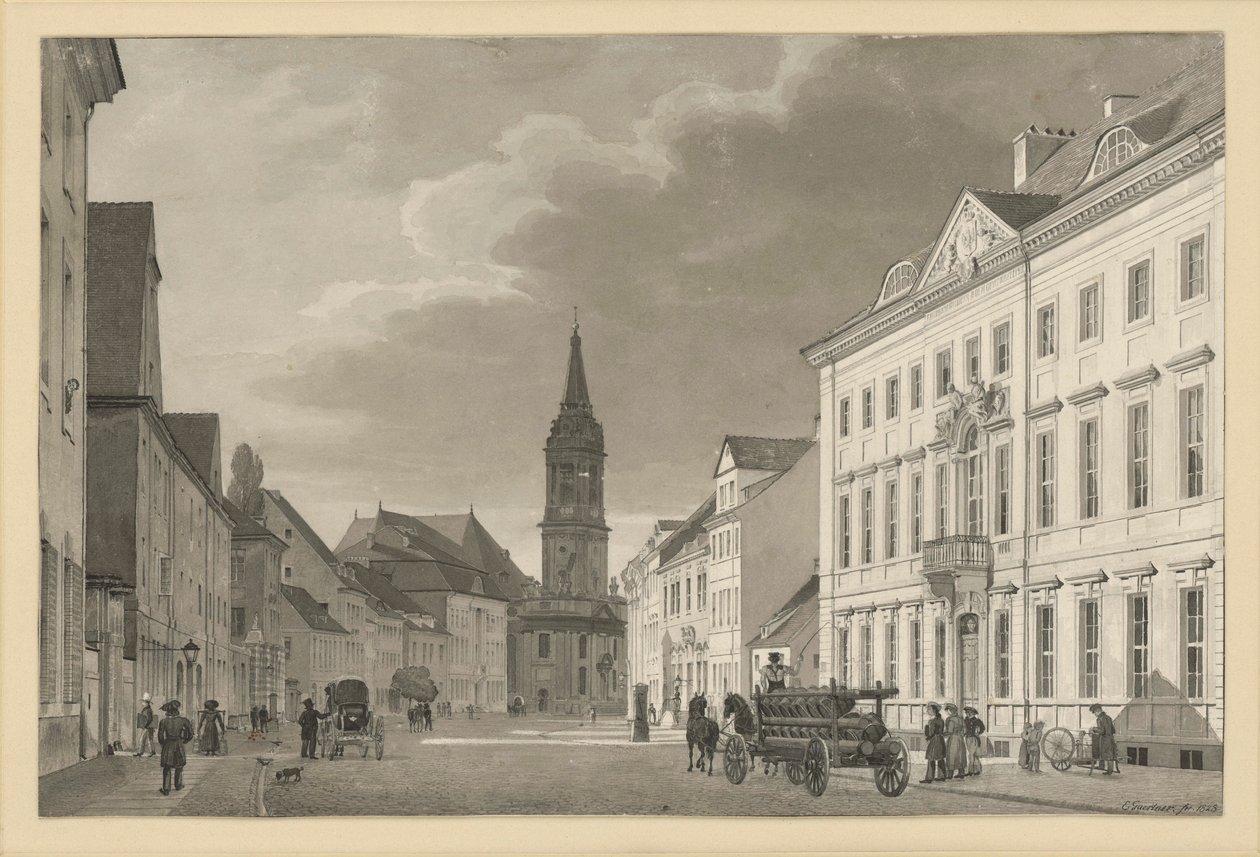 Klosterstraße med församlingskyrkan i Berlin av Eduard Gaertner