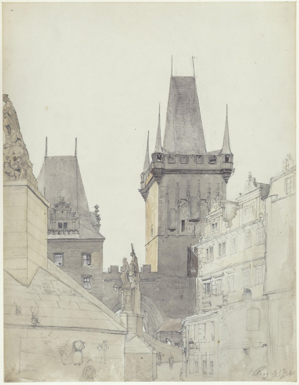 Moldaubron i Prags Lillsida av Eduard Gaertner