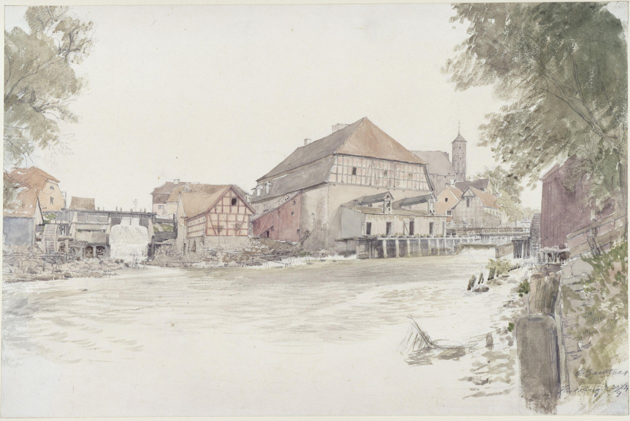 Kvarnar vid Alle i Heilsberg av Eduard Gaertner