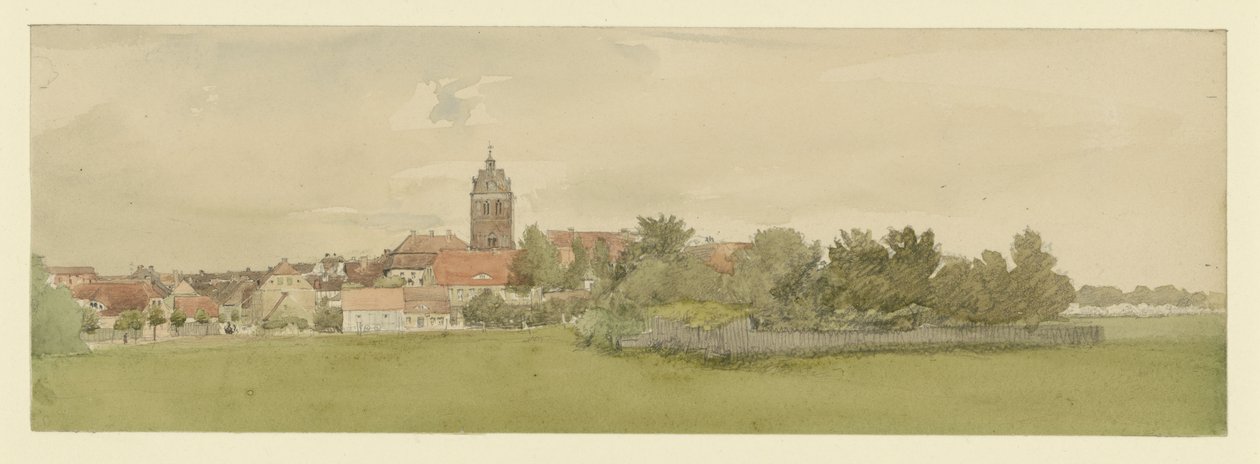 En ort i norra Tyskland med en kyrka av Eduard Gaertner