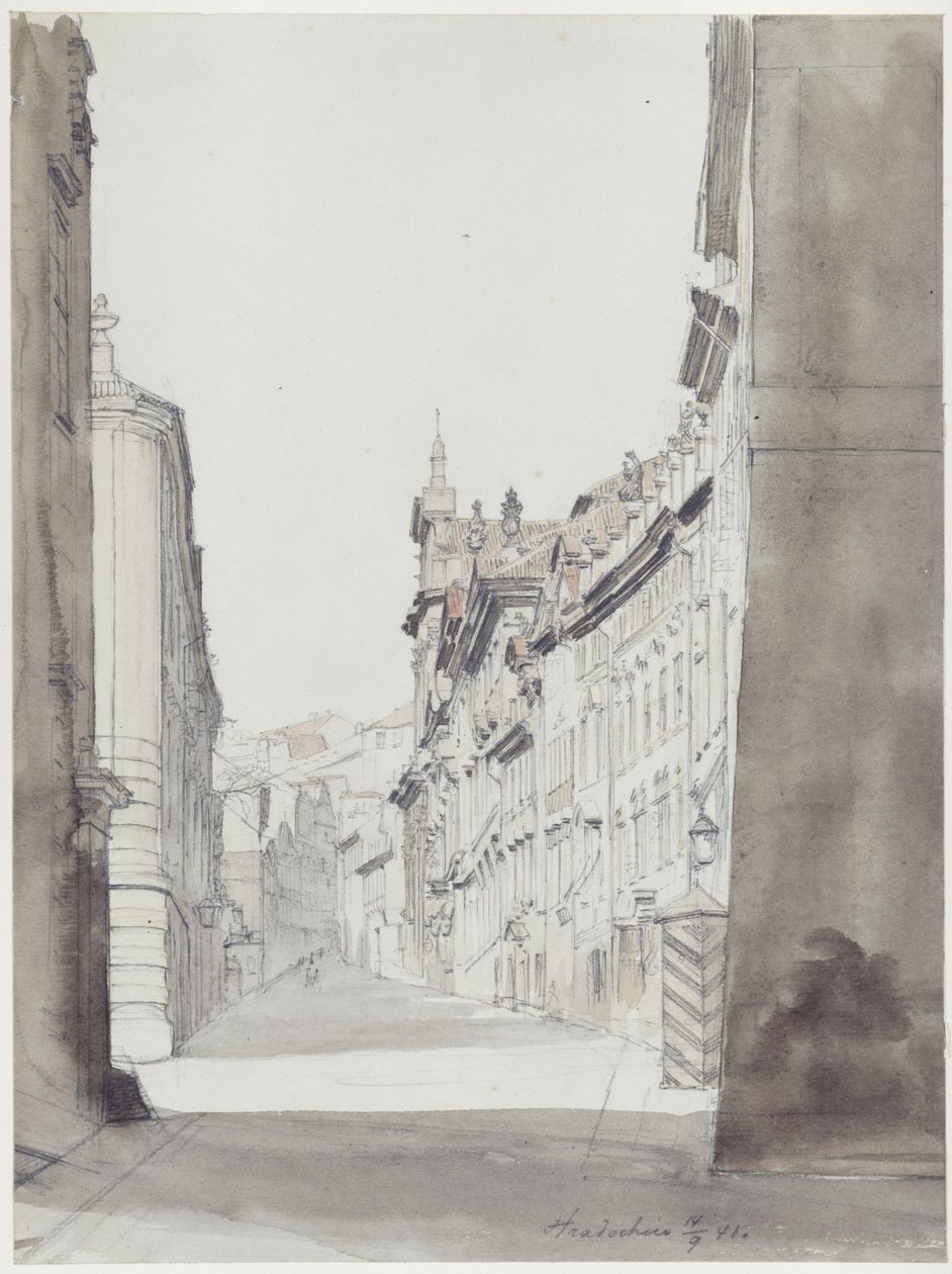 Gata i Hradčany i Prag av Eduard Gaertner