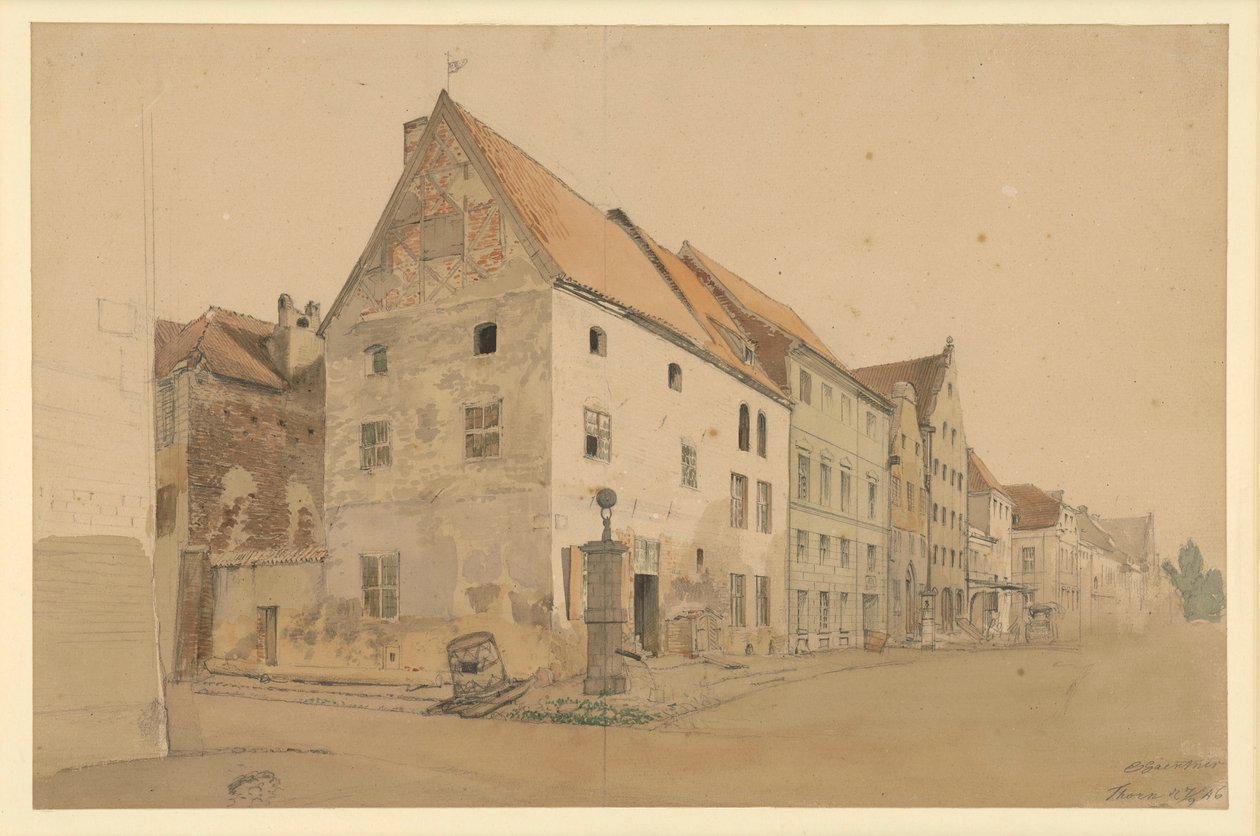 Gata i Thorn med Nicolaus Copernicus födelsehus av Eduard Gaertner