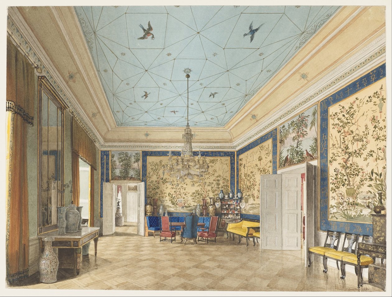 Kinesiska rummet i Kungliga slottet, Berlin av Eduard Gaertner