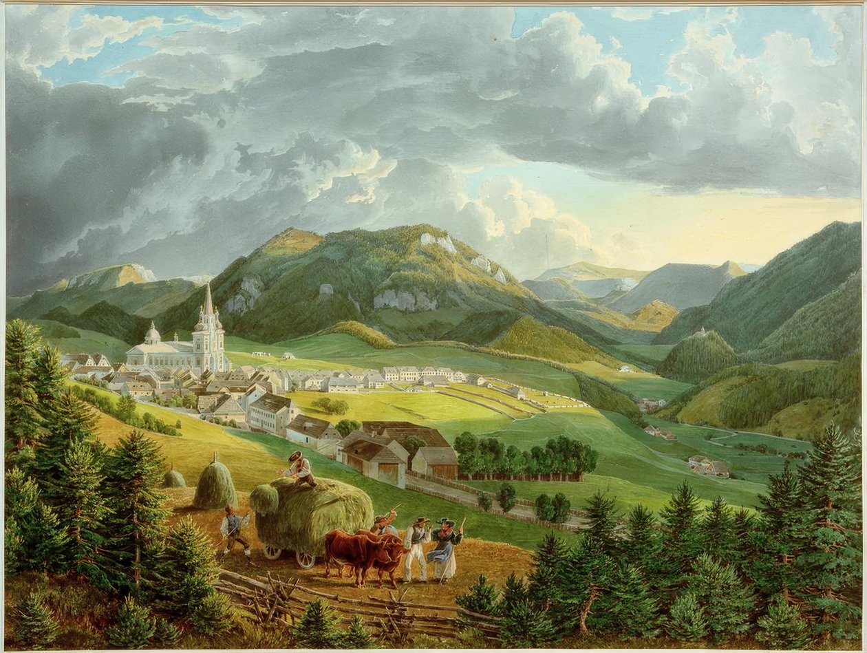 Mariazell från Bürgeralpe av Eduard Gurk