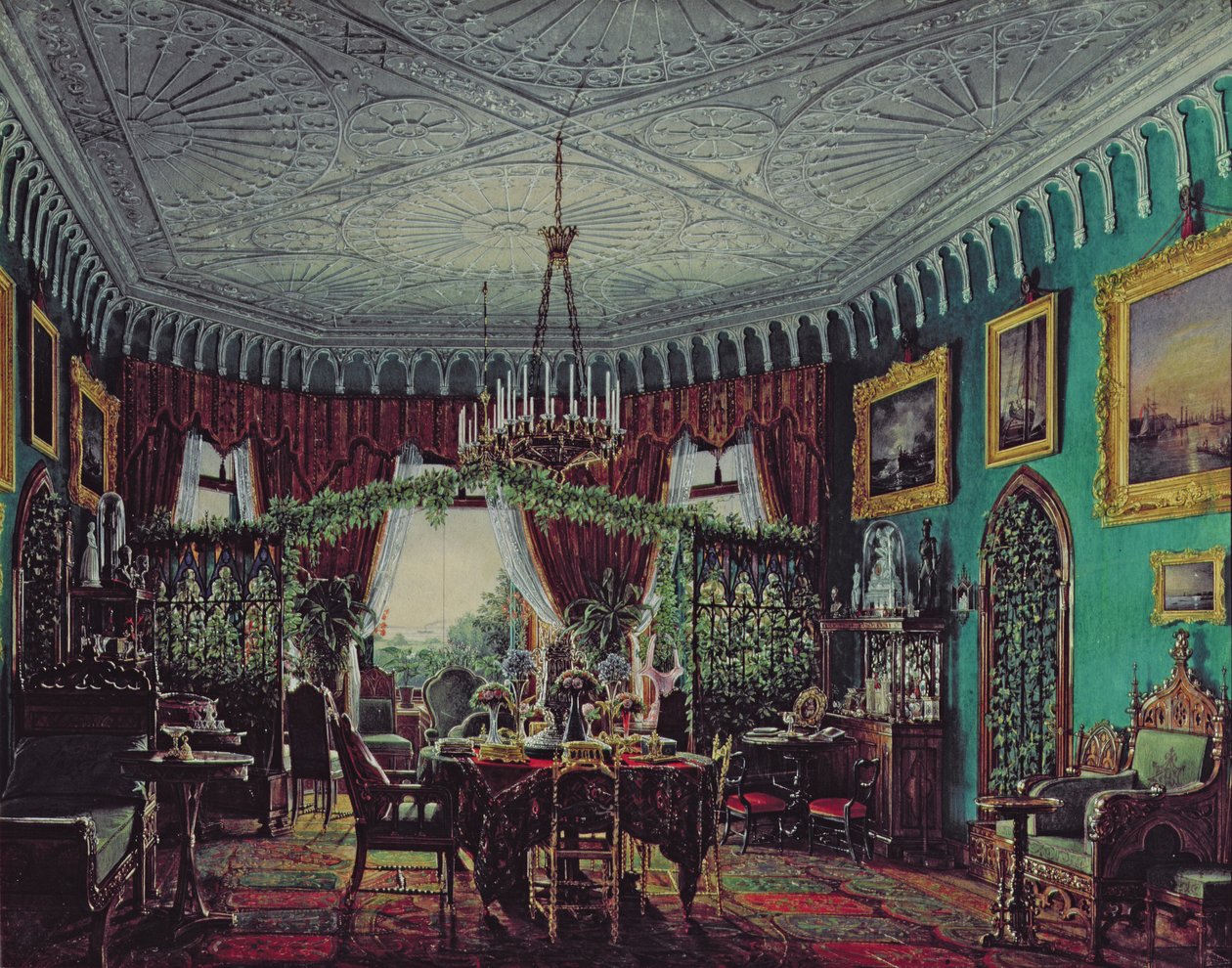 Salon av kejsarinnan Alexandra Feodorovna (1798-1860) 1850-talet av Eduard Hau