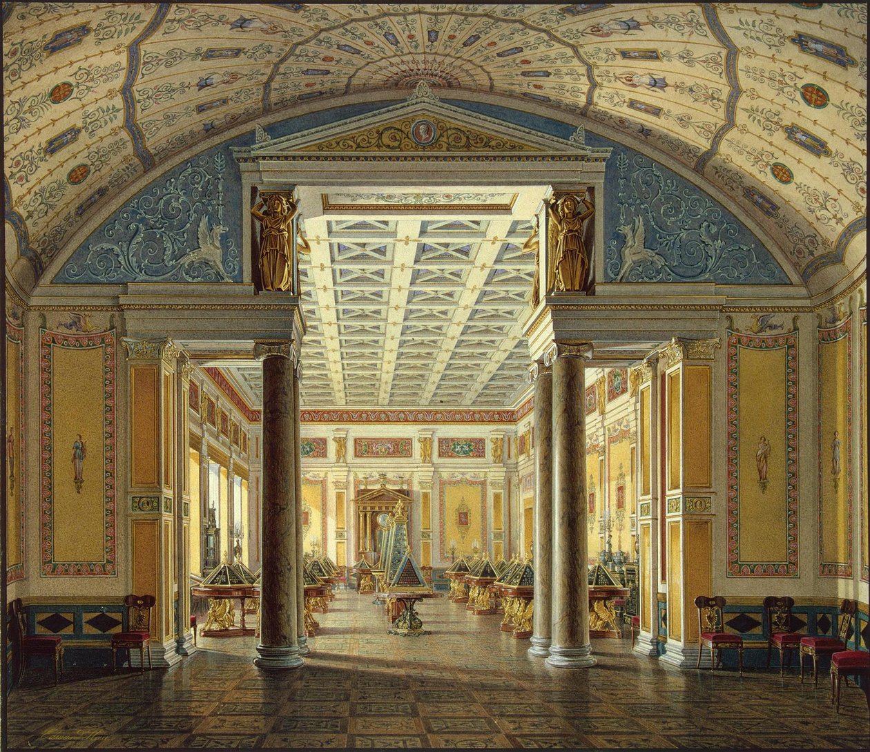 Interiörer av New Hermitage. Kameos rum, 1854 av Eduard Hau