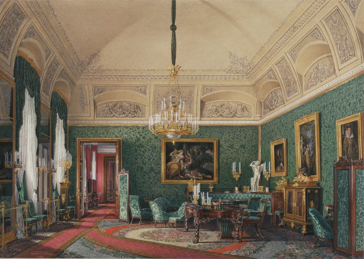 Interiörer av Vinterpalatset. Den första reserverade lägenheten. Den lilla studien av storprinsessan Maria Nikolajevna, 1867 av Eduard Hau