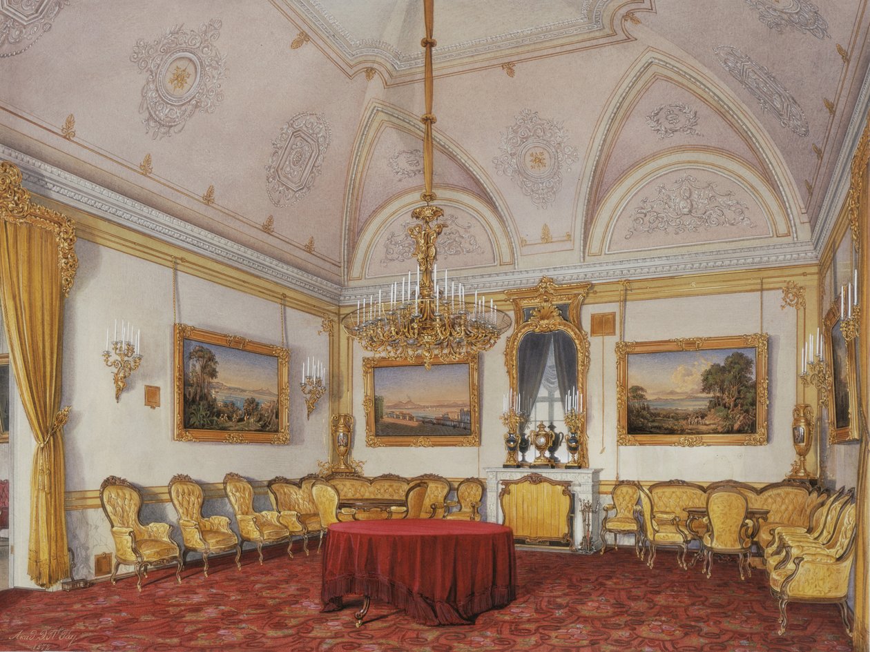 Interiörer av Vinterpalatset. Den tredje reserverade lägenheten. Salongen, 1872 av Eduard Hau