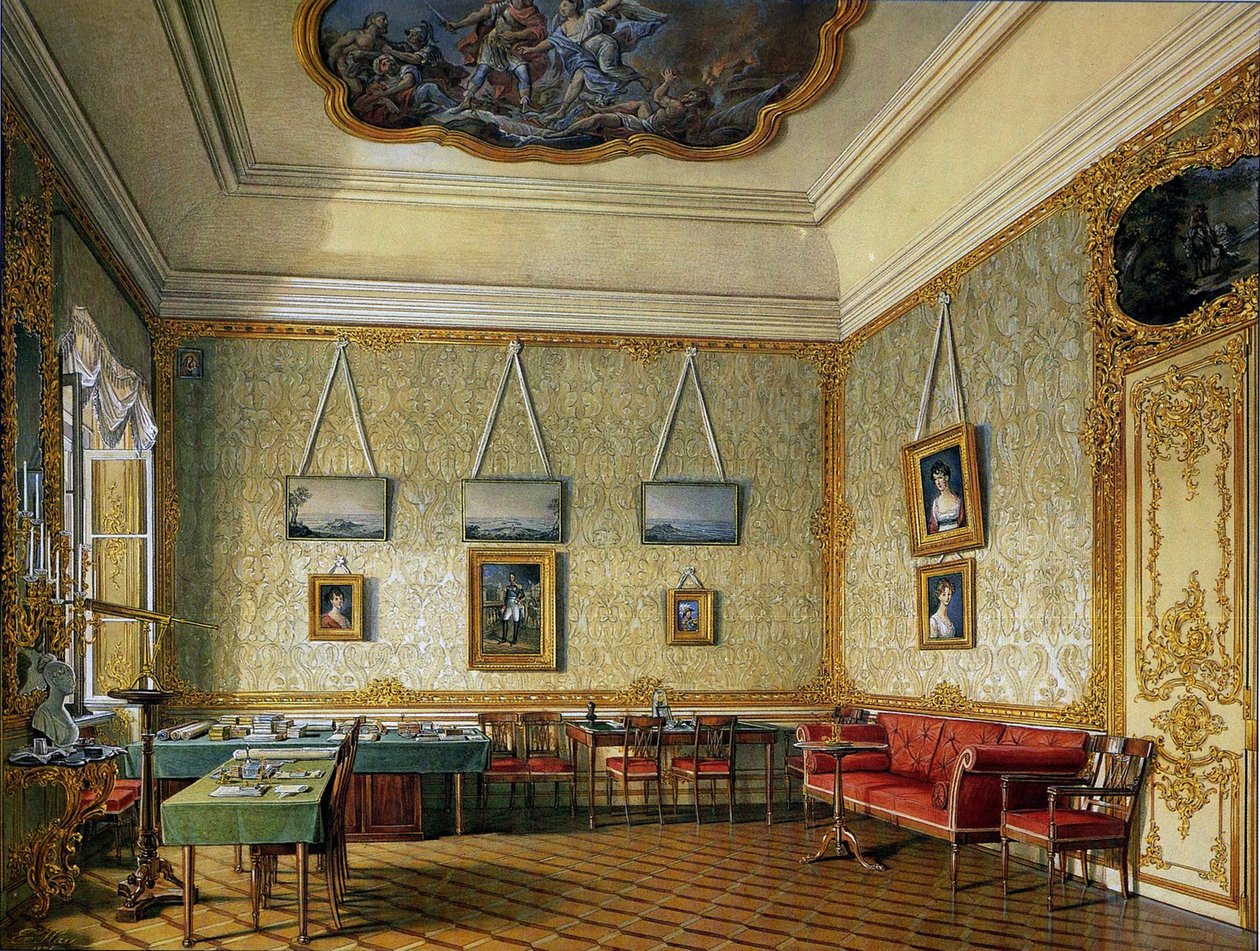 Den arbetande eller lilla studien av kejsar Alexander I vid det stora palatset i Tsarskoye Selo, 1875 av Eduard Hau