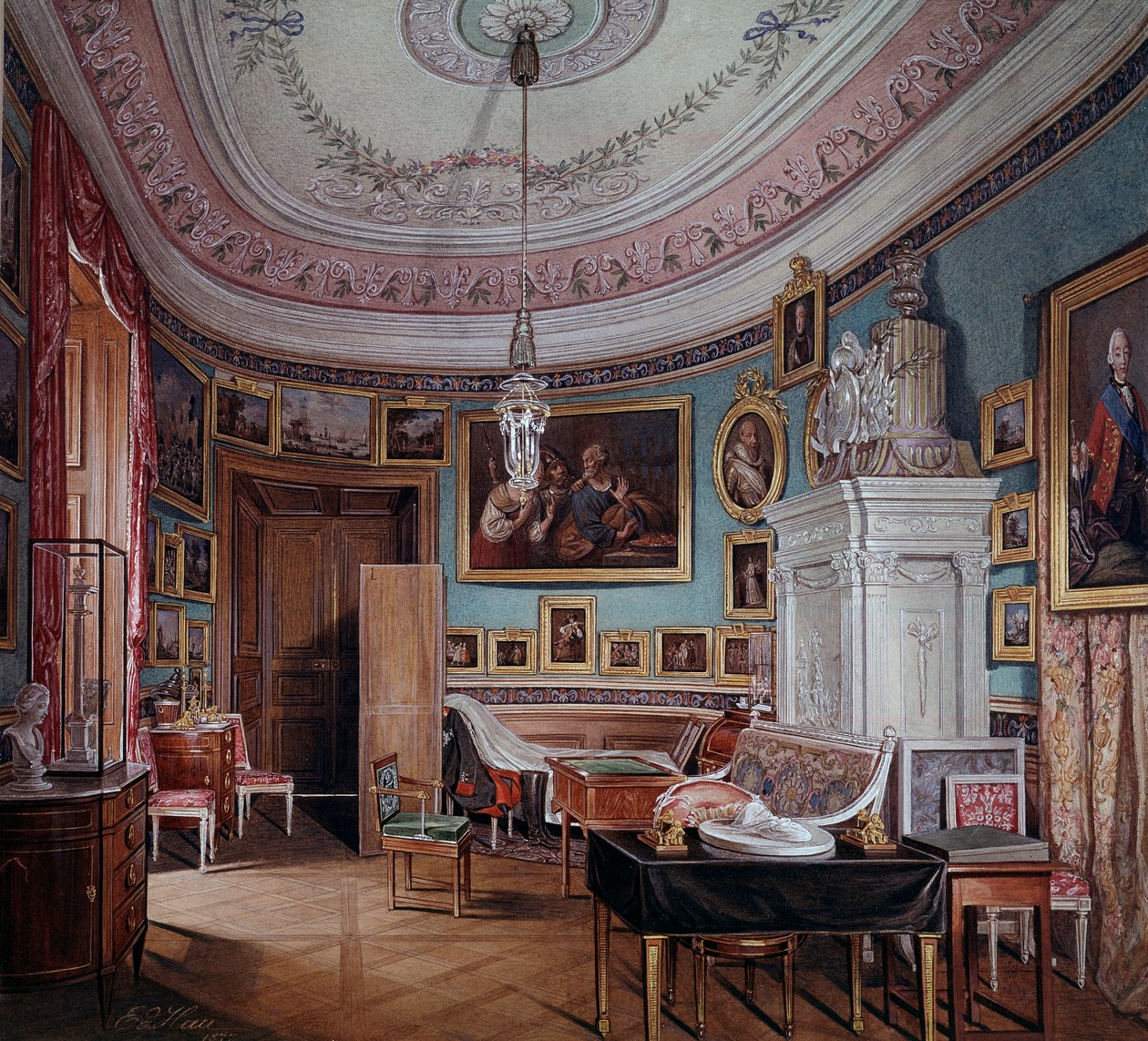 Utsikt över Paul I:s rum (1754-1801) en Gatchina-akvarell av Eduard (Edward) Hau (1807-1870) 1877 Sankt Petersburg, Hermitagemuseet av Eduard Hau