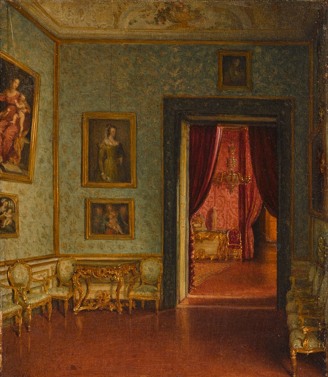 Colonna Palace. Utsikt till tronrummet. av Eduard Heuss