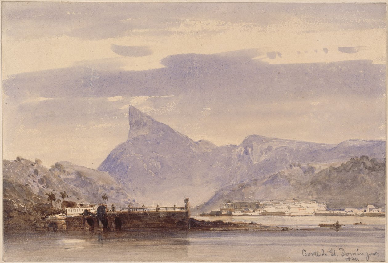 Vy över hamnen i Santo Domingo av Eduard Hildebrandt