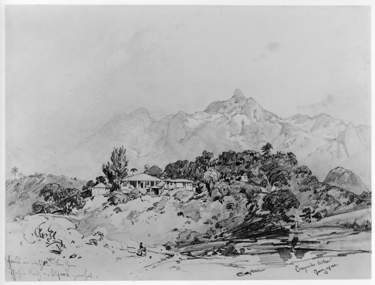 Vy över en villa i Engenho Velho, nära Rio de Janeiro av Eduard Hildebrandt