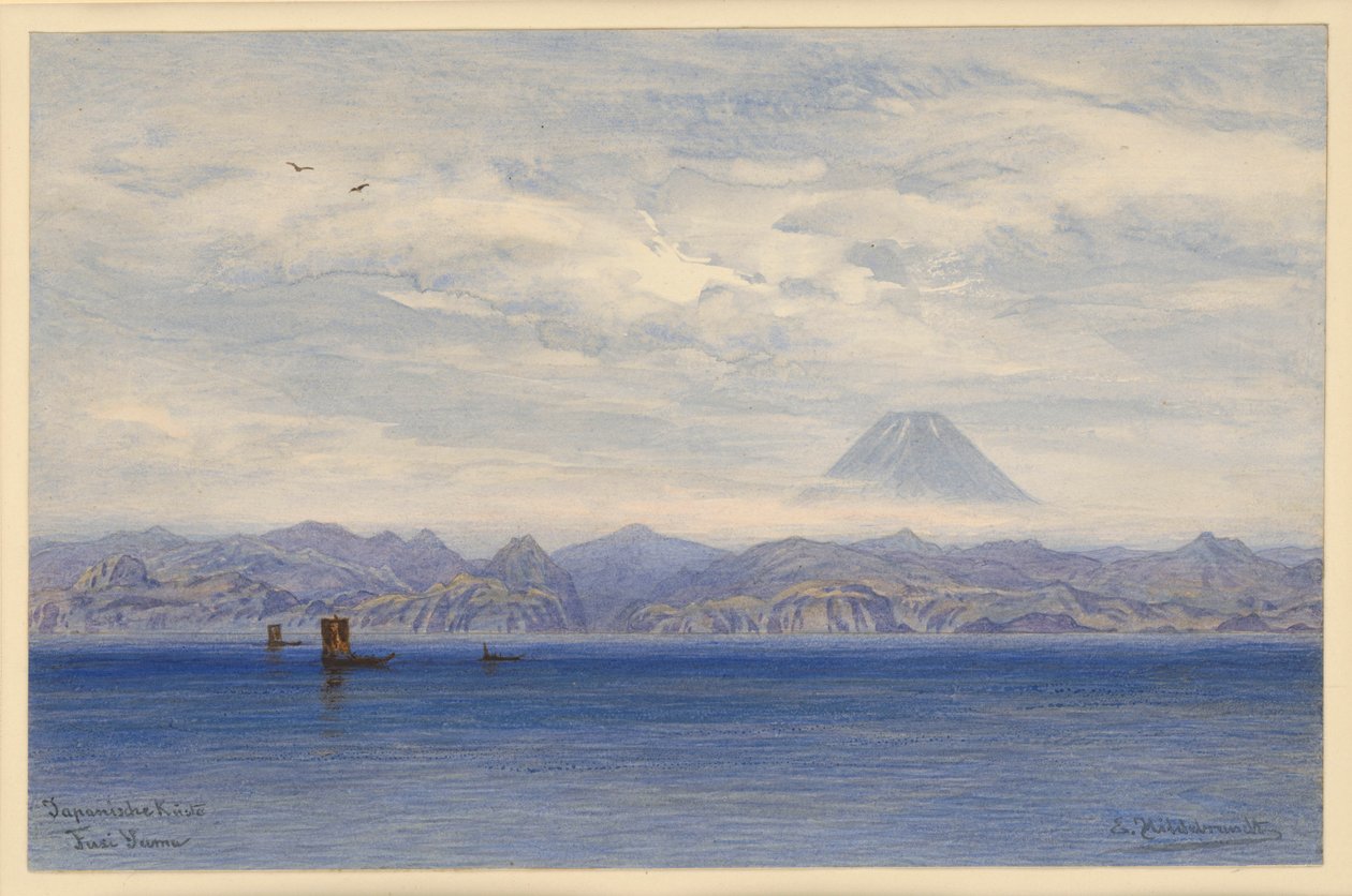 Japansk kust med berget Fuji av Eduard Hildebrandt