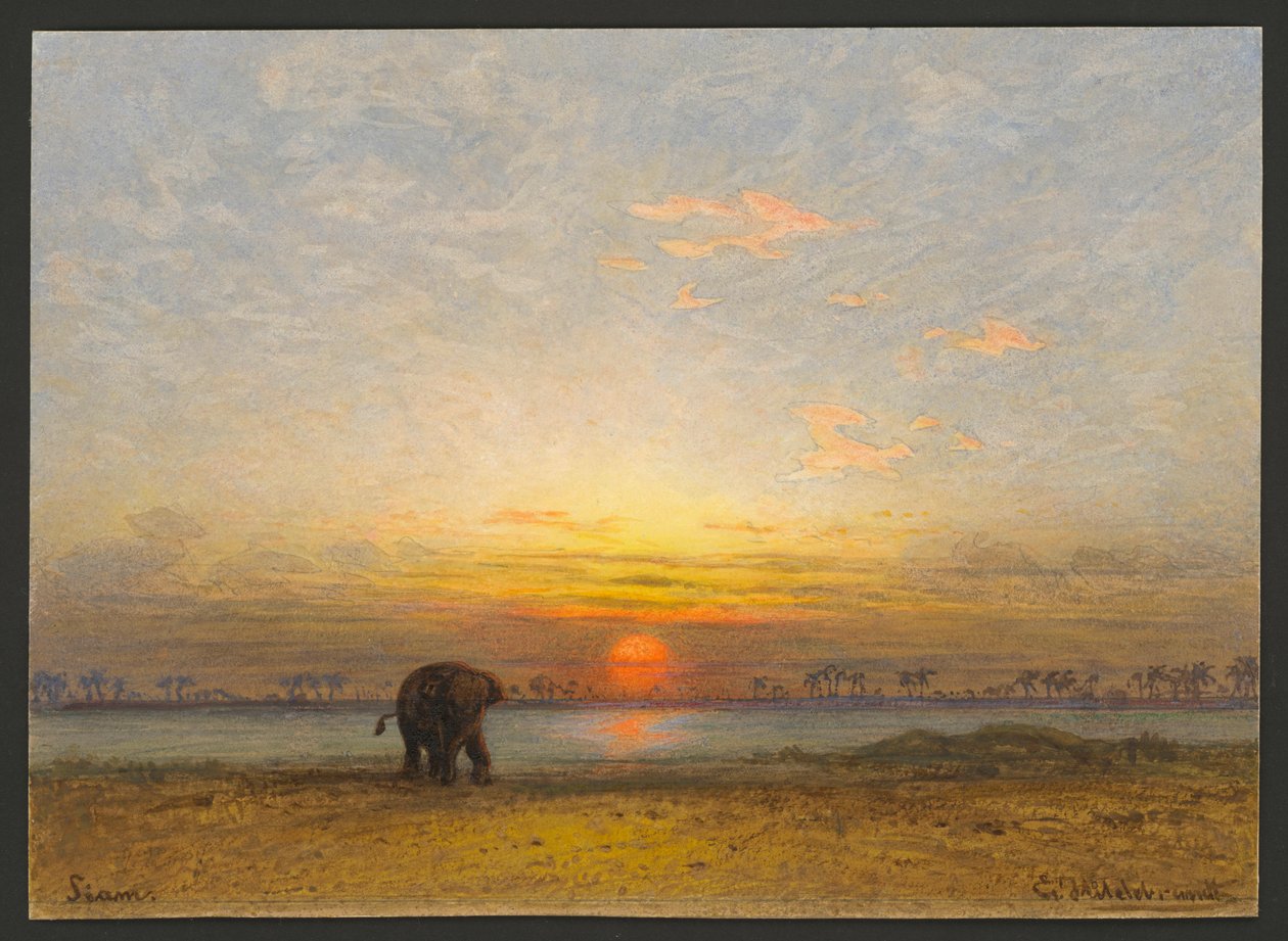 Solnedgång i Siam av Eduard Hildebrandt