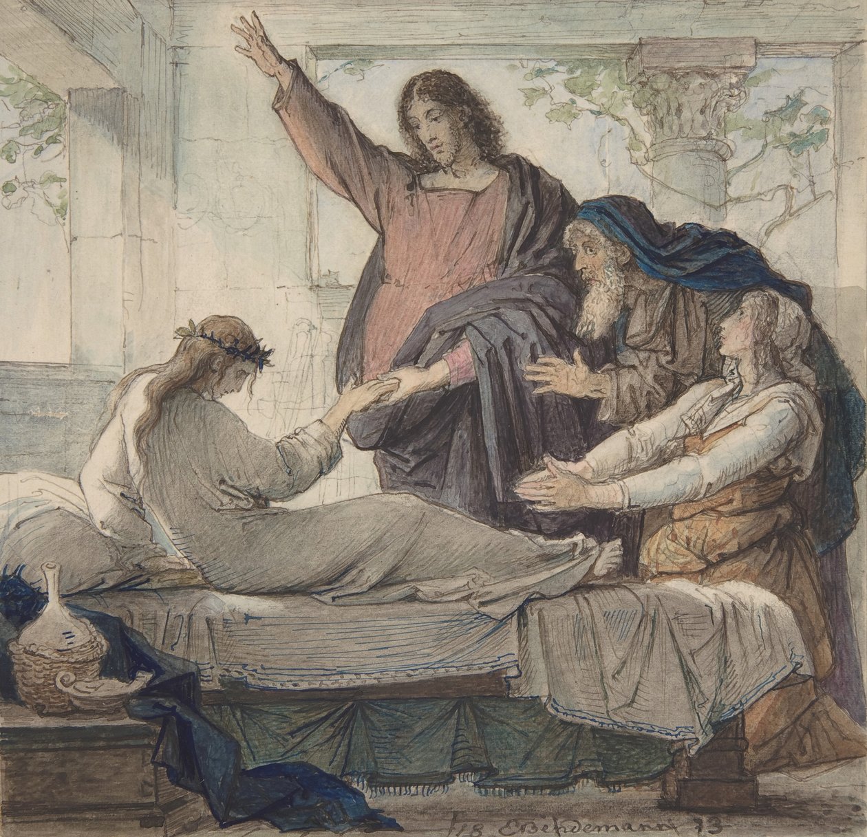 The Raising of the Daughter of Jairus, 1873. av Eduard Julius Friedrich Bendemann